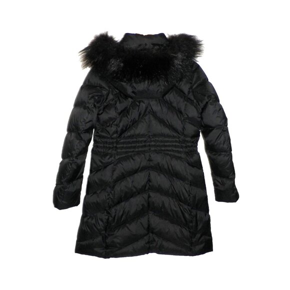 Women's S Talbots Petite Down Puffer Coat Parka Adj Waist Hood Black - Picture 3 of 13